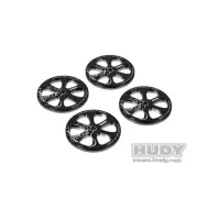 HUDY 109370 ALU SET-UP WHEEL FOR 1/10 RUBBER TIRES (4) - 109370